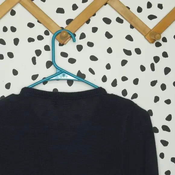 Cat & Jack Navy Navy Crew Neck Girls Cable School Uniform Cardigan - Picture 4 of 6